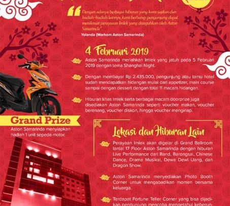 Genapkan Imlek dengan Shanghai Night Bersama Aston Samarinda