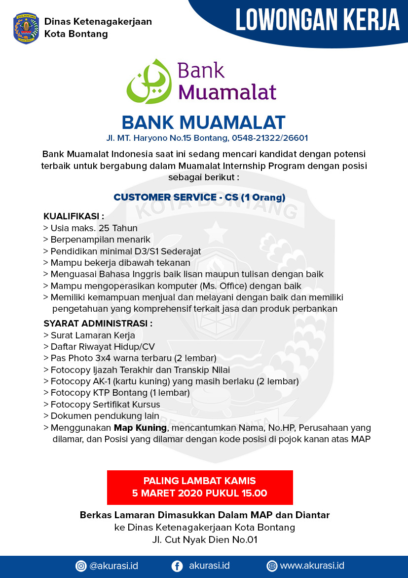 Lowongan Kerja Bank Muamalat Bontang - Akurasi.id