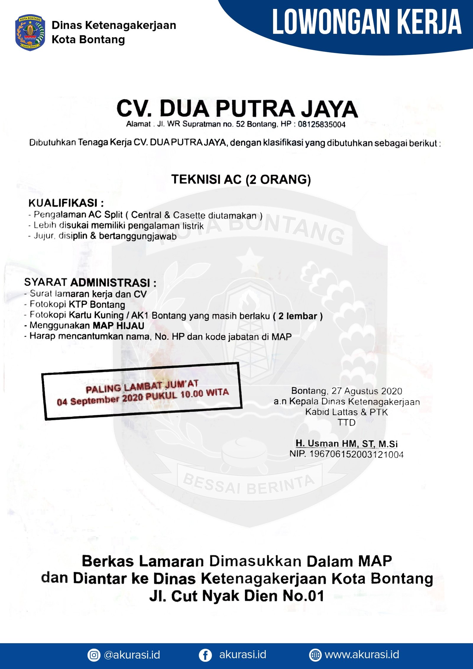 Lowongan Kerja CV Dua Putra Jaya