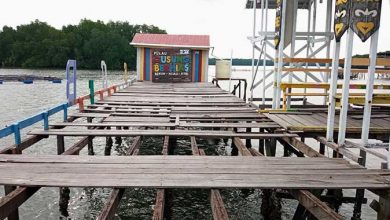 Banjir Rob Pulau Gusung Membuat  Jembatan dan Rumah Warga Rusak