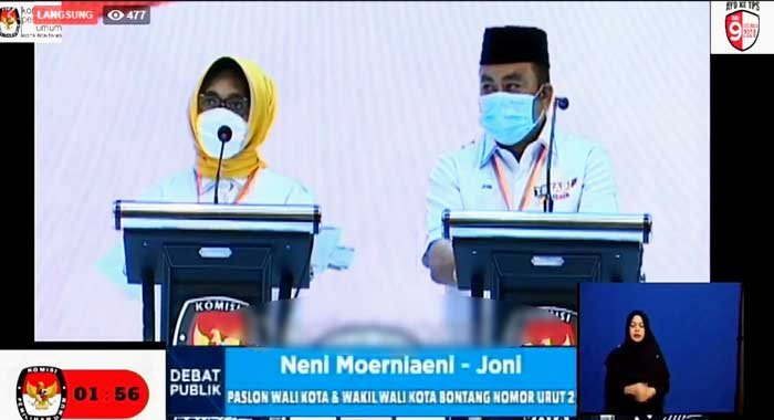 Debat Pamungkas Neni-Joni Sampaikan Visi-Misi Serta Tunjukkan 4 Kartu Sakti Bagi Masyarakat Bontang