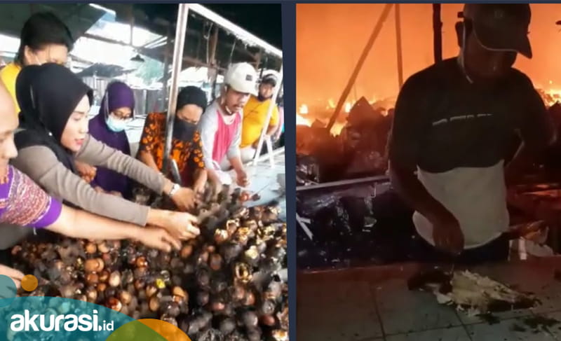 Pasar Citra Mas Loktuan Terbakar, Warga Asyik Makan Ikan Bakar 